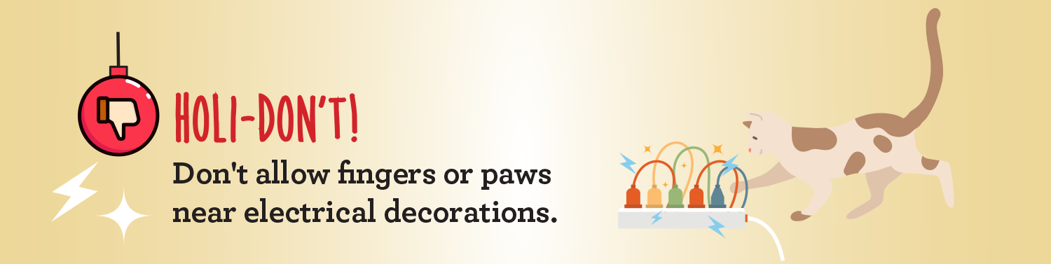 Holi-Don't. Don't allow fingers or paws near electrical decorations